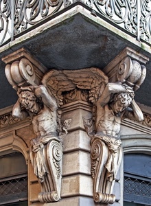balcone, angeli, cariatidi, ali, angolo, capitelli, marmo, ringhiera, liberty, statue, palazzo, scultura, due