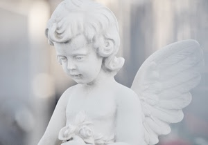 angelo, bianco, statua, ali, marmo, ala, viso, fiori