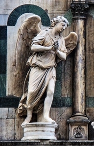 angelo, colonna, ali, marmo, statua, preghiera