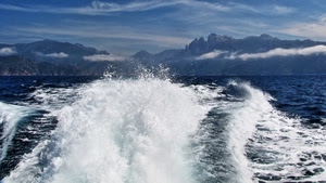 mare, scia, acqua, schiuma, bianco, montagne, onde, onda, spruzzi, lago