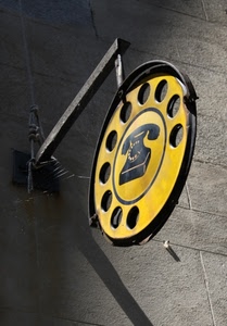 telefono, insegna, giallo, muro, nero, ferro, ombra, cerchio, disco, cerchi