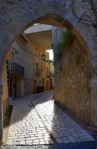 vicolo, arco, lampione, balcone, pietre, strada, ombra, porte, palazzi