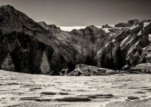 neve, alberi, montagne, bianconero, montagna, rocce, inverno, nuvole, cime, panorama, cielo, bianco
