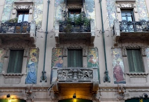 balconi, liberty, palazzo, finestre, disegni, luci, affreschi