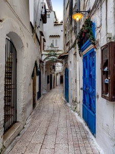 vicolo, lampione, arco, blu, porta, porte, azzurro, borgo, lastricato, scorcio