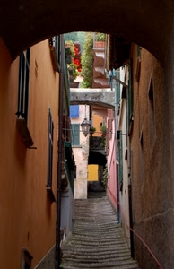 lampione, vicolo, gradini, finestre, scale, arco, scalinata, scala