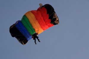 colori, cielo, paracadute, volo, sport, rosso, uomo, parapendio, paracadutista, verde, nero, giallo, multicolore