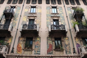 balconi, finestre, palazzo, liberty, piante, affreschi
