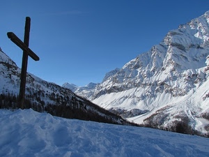 neve, cielo, croce, montagna, bianco, montagne, alberi, rocce, azzurro, ombra, inverno