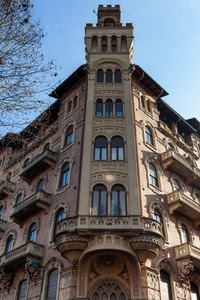 balconi, palazzo, finestre, liberty, angolo, torre, balcone, bifore