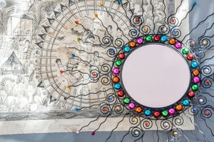 colori, cerchio, rosso, disegno, spirali, verde, disegni, specchio, pietre, multicolore