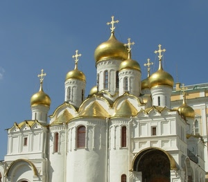 cupole, oro, croci, chiesa, bianco, finestre, ortodossa