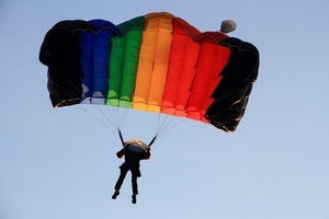 colori, paracadute, uomo, parapendio, rosso, cielo, volo, volare, sport, verde, nero, corde