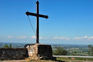 croce, cielo, azzurro, panorama, nuvole, pietre, campagna, pianura