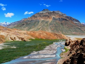 montagna, fiume, nuvole, cielo, acqua, roccia, rocce, torrente, erba, monte, verde, ruscello