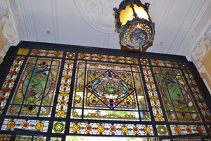 vetrata, soffitto, lampada, lampadario, liberty, colori, vetro, decorazioni, colore, multicolore