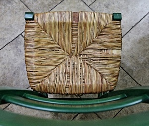 paglia, verde, sedia, legno, pavimento, schienale, sedile, prospettiva