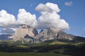 nuvole, montagna, cielo, montagne, paesaggio, verde, alberi, panorama, roccia