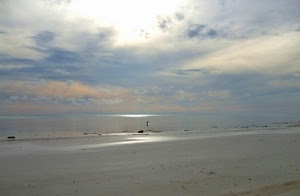 mare, spiaggia, nuvole, cielo, sabbia, sole, acqua, orizzonte