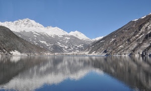 lago, neve, montagne, montagna, cielo, riflessi, acqua, riflesso