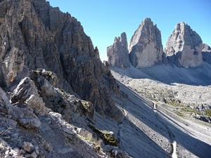 montagne, cime, dolomiti, sentiero, rocce, montagna, roccia, cielo, tre