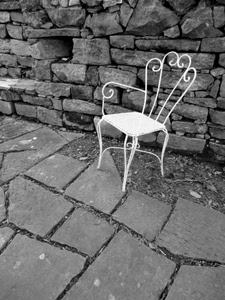 muro, sedia, bianco, pietre, ferro, bianca, sassi, grigio, selciato, bianconero