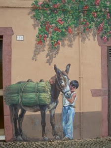 bambino, asino, murales, fiori, murale, disegno, verde, numero, piante, animale