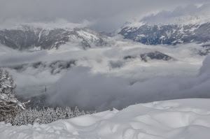 neve, nuvole, montagna, inverno, montagne, alberi, bianco, nebbia, cielo