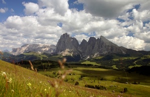 nuvole, montagne, cielo, panorama, verde, prati, montagna, prato
