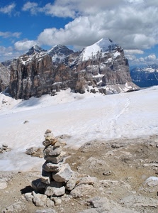 neve, nuvole, sassi, montagna, montagne, panorama, cielo, pietre, bianco