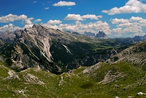 nuvole, cielo, montagne, verde, erba, montagna, roccia, vette, panorama