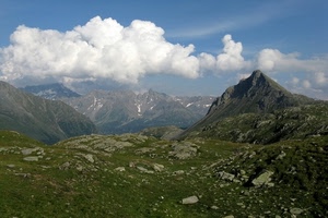 nuvole, montagne, panorama, montagna, cielo, verde, sassi, erba, prati, rocce