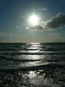 onde, mare, sole, nuvole, controluce, acqua, cielo, schiuma, riflesso