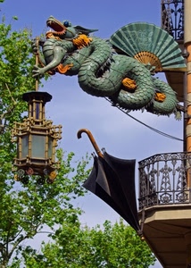 drago, ombrello, lampione, balcone, albero, ventaglio, lanterna, verde, ferro