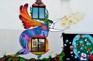 murales, colori, finestra, finestre, donna, ali, farfalla, murale, disegno, fata