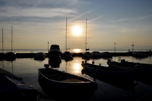 barche, mare, acqua, porto, tramonto, sole, nuvole, cielo, controluce, riflessi, alberi, alba, riflesso, molo