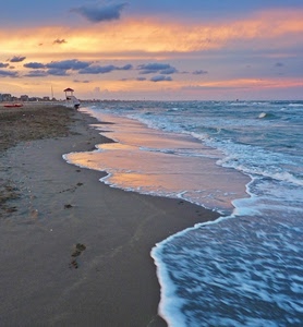 mare, nuvole, cielo, spiaggia, onde, sabbia, acqua, alba, tramonto, schiuma, rosa, pattino, arancione, bagnasciuga
