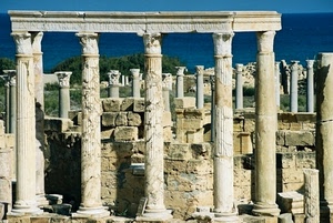 colonne, mare, ruderi, rovine, archeologia, tempio, azzurro, cielo, antichità