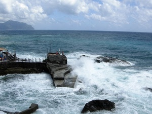 mare, onde, nuvole, scogli, acqua, mareggiata, schiuma, molo