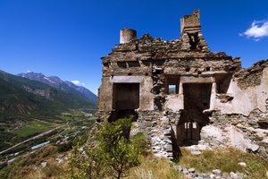 rovine, montagna, ruderi, montagne, cielo, verde, valle, vallata, rudere, abbandono