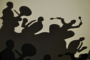 ombre, bianconero, musica, musicisti, ombra, orchestra, banda, strumenti, suonatori