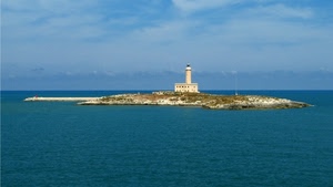 mare, faro, isola, cielo, acqua, orizzonte, blu, azzurro, nuvole, isolotto