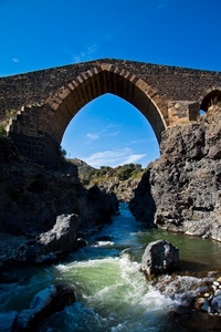 acqua, ponte, fiume, arco, pietre, rocce, cielo
