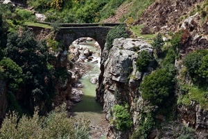 ponte, rocce, fiume, arco, alberi, acqua, verde, torrente, gola, sassi, ruscello