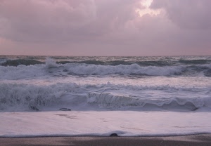onde, mare, schiuma, nuvole, acqua, sabbia, nubi