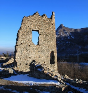 neve, rudere, montagna, finestra, cielo, muro, bianco, inverno, rovina, rovine