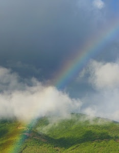 arcobaleno, nuvole, cielo, verde, montagna, montagne, iride
