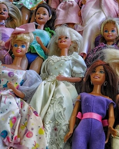 bambole, vestiti, barbie, giocattolo, giocattoli, viola, fiocco, colori, capelli, rosa