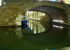 ponte, barca, riflesso, canale, arco, acqua, fiume, riflessi