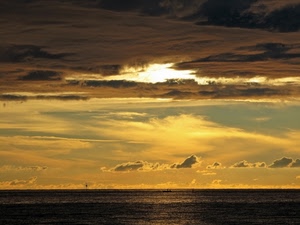mare, nuvole, cielo, tramonto, barca, orizzonte, sole, acqua